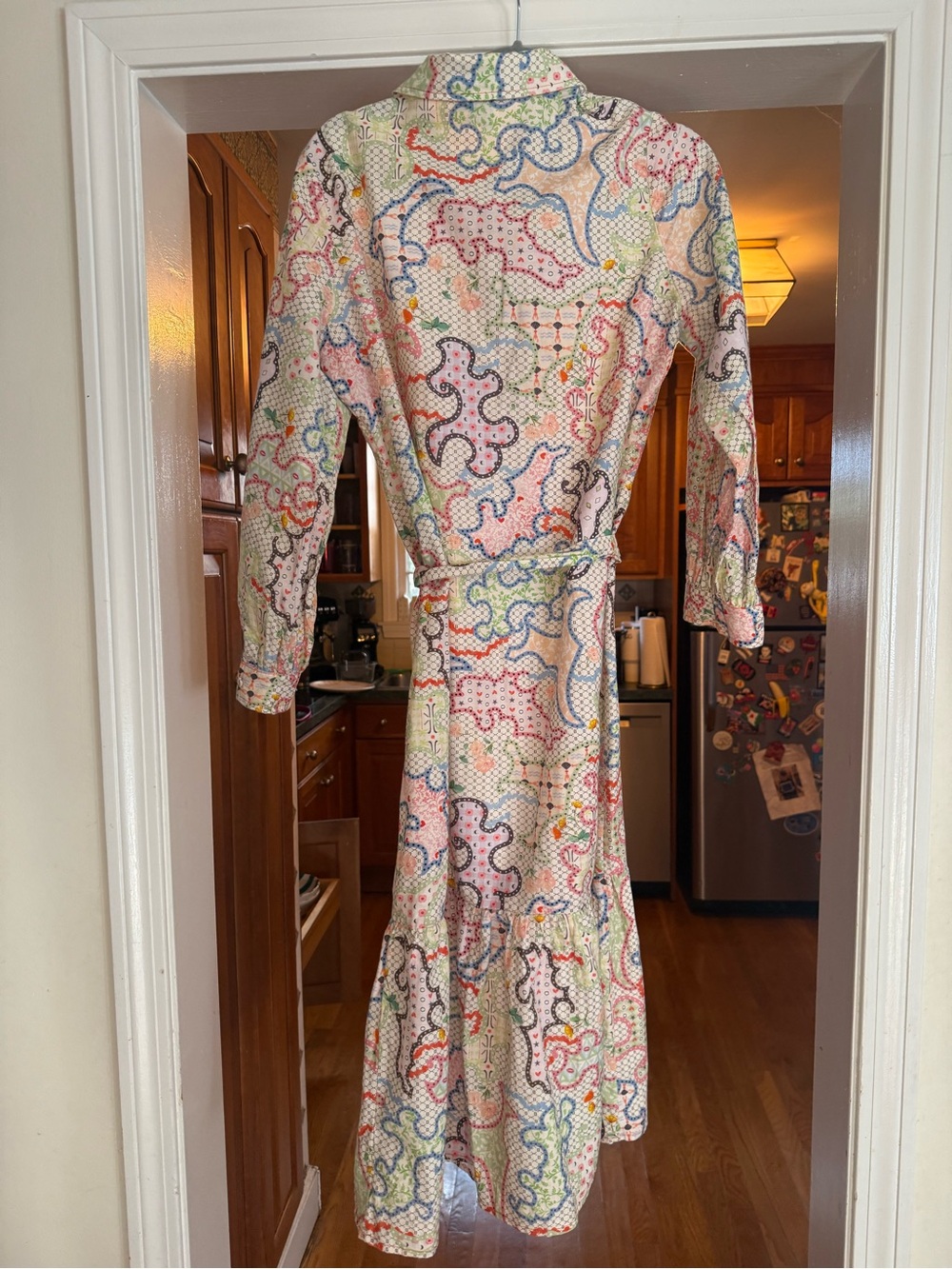 Never Fully Dressed Printed Maxi Shirt Dress Belted Size US 8 Petite - Picture 5 of 5